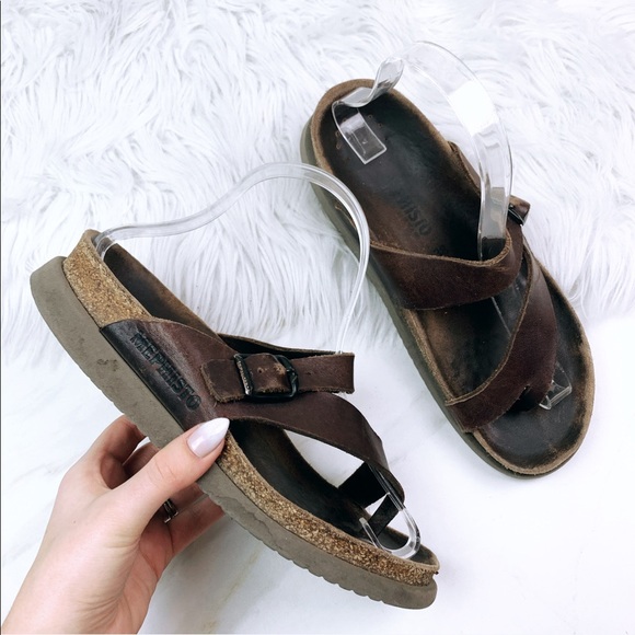 Mephisto Shoes - Mephisto Helen Chestnut Leather Sandals